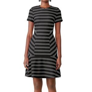 Anthropologie Hutch horizontal pin stripe black white Eleanor dress size small